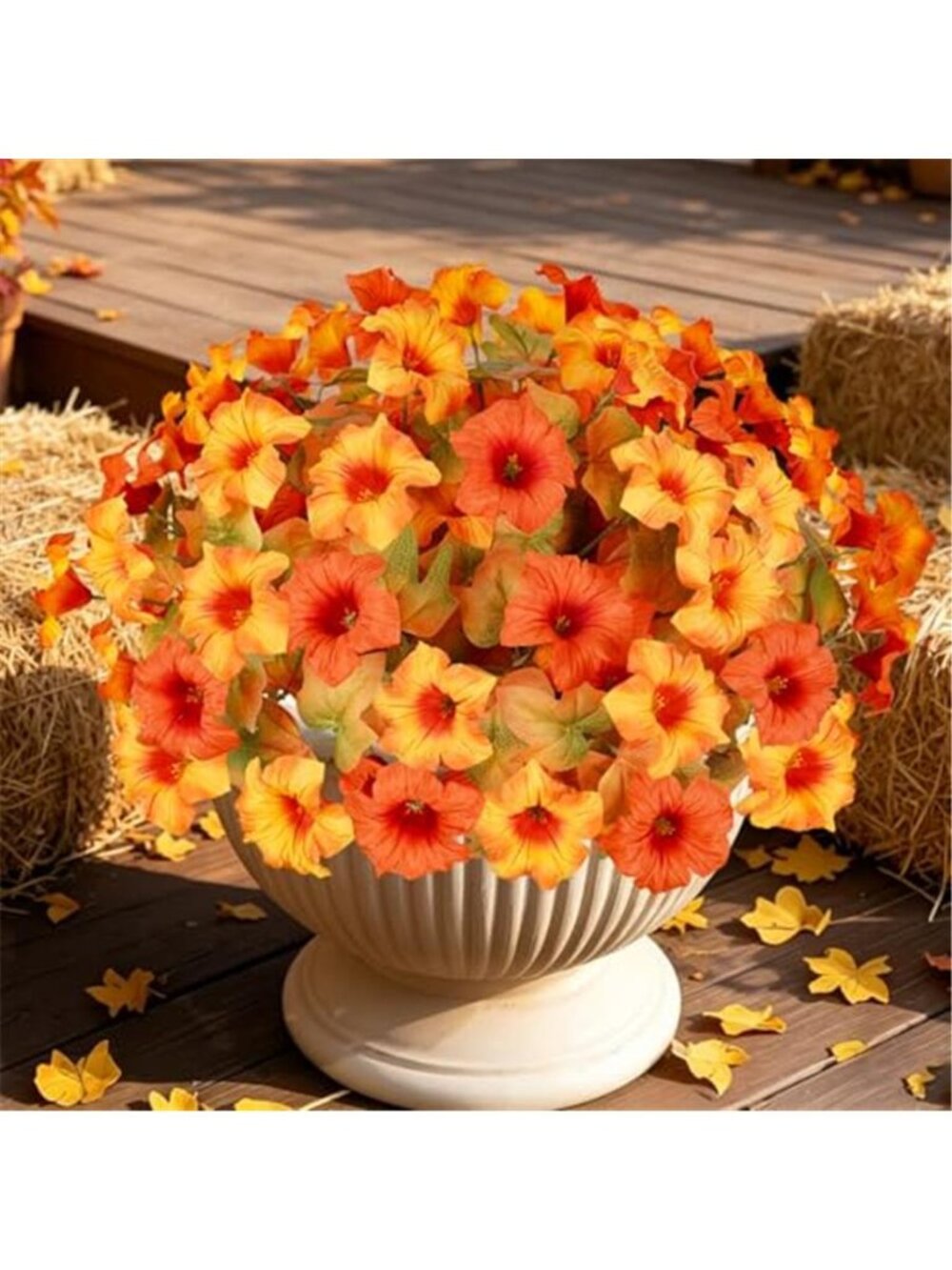 6 Artificial Fall Flowers for Outdoors, Faux Petunias Autumn Decoration, Fake - Picture 1 of 7